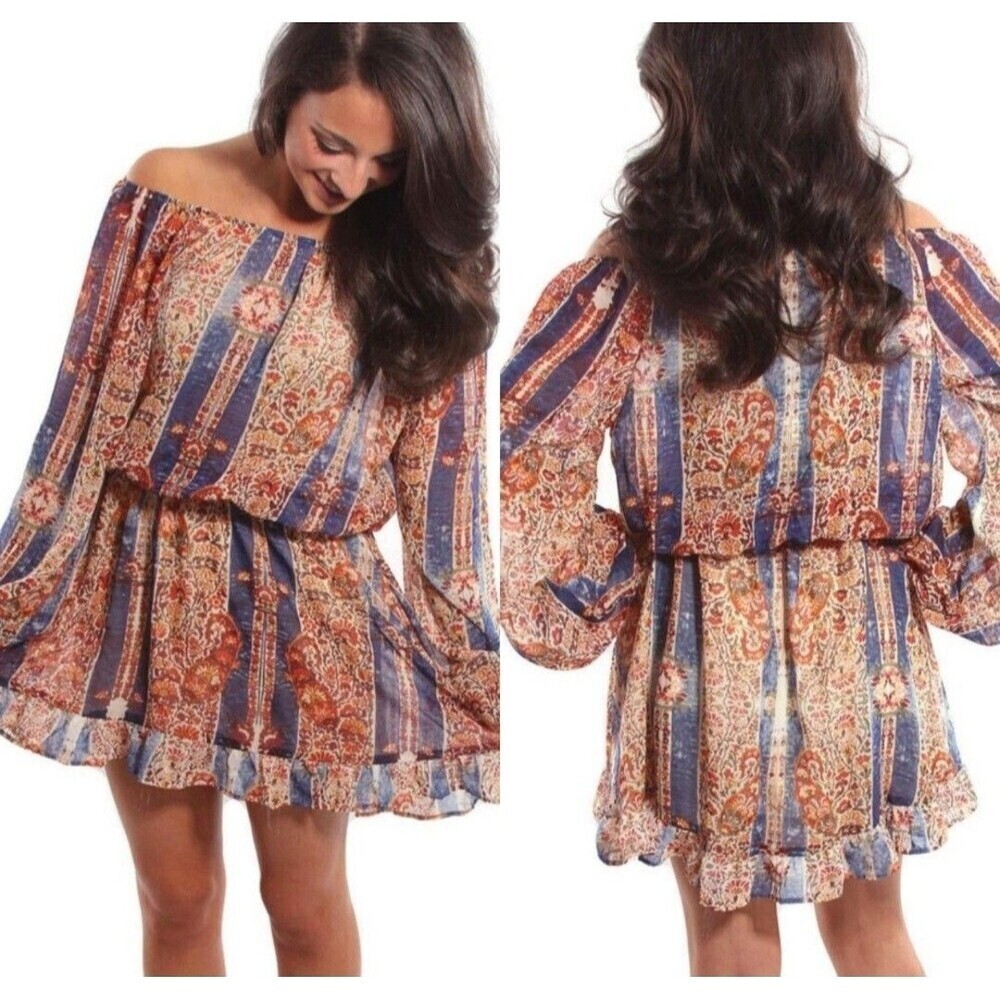Show Me Your Mumu Leelee Ruffle Mini Dress Off Shoulder Sheer Size Small